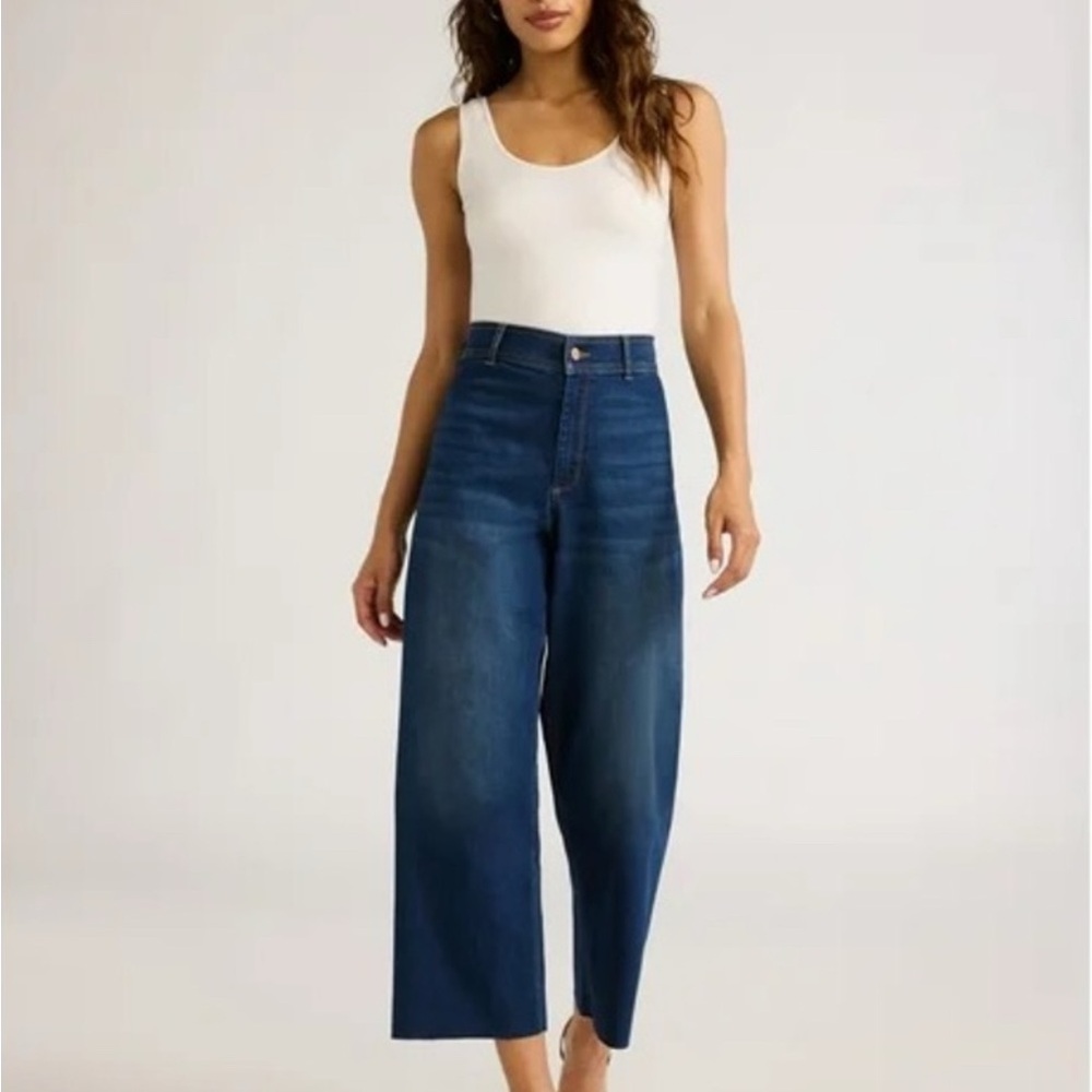 Sofia Vergara Margot Wide Leg Crop Super-High Rise Ankle Jean, Raw Hem sz 16 NWT